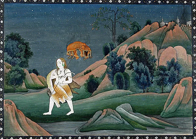 Shiva carrying body of sati on his trident