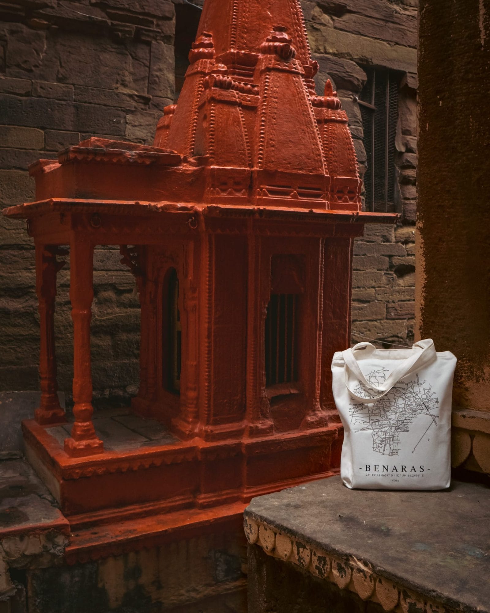 Benaras 1959 -  Vintage Map Tote Bag with Zippers