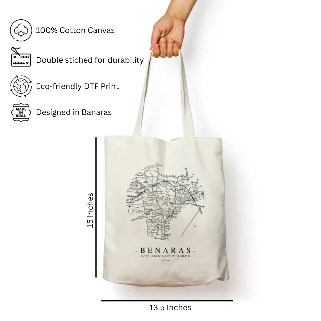 buy varanasi merch, asthetic indian fancy totebag